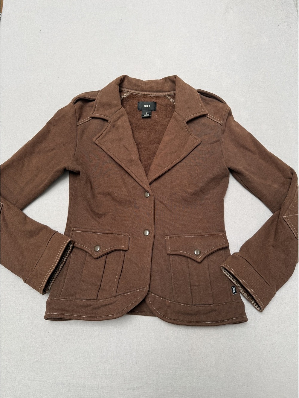 Obey Womens Midtown Fleece Blazer Jacket Propaganda Coat - M